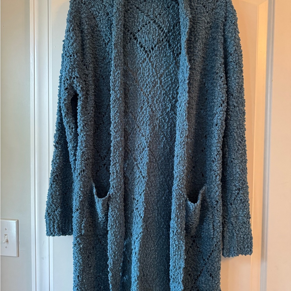 Cozy Blue Open-Front Sweater